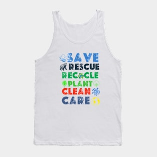 Save Bees Rescue Animals Recycle Plastict Earth Day 2024 Tank Top